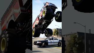 Monster Fire Truck vs Police Car 🚔 #trukoleng #lorryvideos #beamngdrive