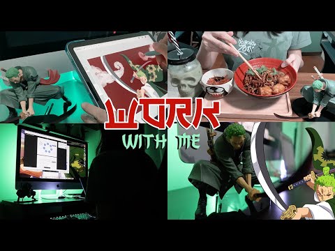 Work from Home | ft. roronoa zoro, draw, anime, food