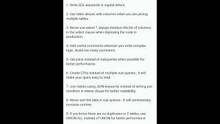 Best Practice for SQL Queries