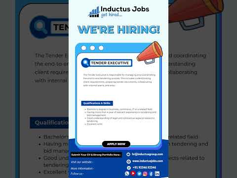 Inductus Jobs - Opportunity for Tender Executive