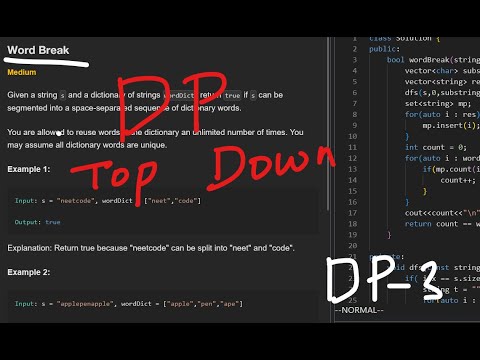 Leetcode word break problem in top down approach | struggle of DP-03