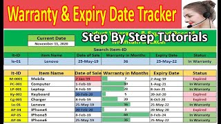 Product Warranty And Expiry Date Maker in Excel |Product Warranty And Expired Date Maintain in Excel