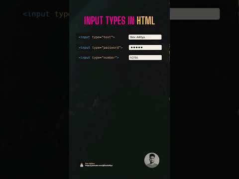 Most commonly used HTML inputs. #frontend #interview #javascript #html #web