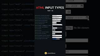 All HTML Input Types Part 2 #shorts #shortsfeed #css #tips #tricks  #howto #html #html5 #learncss