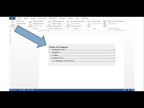 How to create table of contents in word
