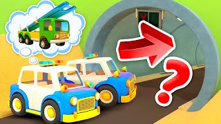 New episodes of Helper cars cartoon for kids! The police cars help to build the wind turbines.