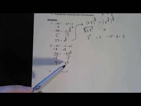 Algebra II Skill 19   Solving Equations with Rational Exponents