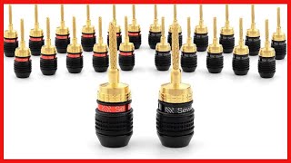 Deadbolt Flex Pin Banana Plugs for Spring Loaded Speaker Terminals, 12 Pairs Gold Plated Plugs