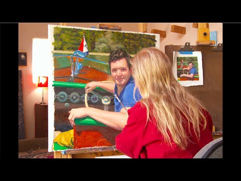 Young Man on a Boat Portrait Oil Painting Part 4