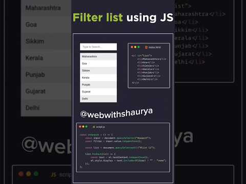 search filter in javascript|WebWithShaurya