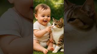 Love between beautiful baby and cat#aihindisong #tereliyehumhaijiye #bollywood