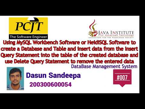 DBMS Task 7-Using MySQL Workbench Software or HeidiSQL Software to create a Database and Table