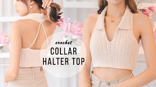 Crochet Collar Halter Top Tutorial | Chenda DIY
