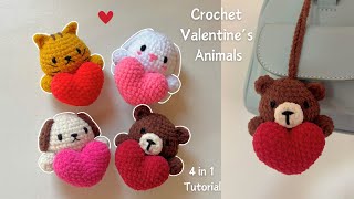 ❤️ Adorable Crochet Animals with Hearts | Quick & Easy Valentine’s Day Gift Idea! ❤️