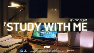 2-HOUR STUDY WITH ME Late night🌙 | Calm Piano️🎹, Rain Sounds | Pomodoro 50-10