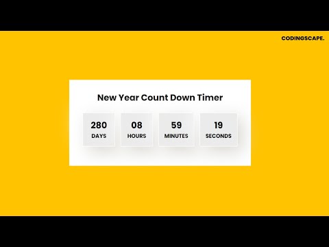 Simple Countdown Timer Tutorial using JS 🔥 | New Year Countdown Timer with Javascript - Codingscape