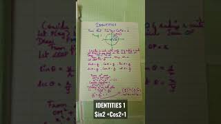 IDENTITIES 1#shorts #trignometry#handwrittennotes#trignometricfunctions#formula#sums #hubli #maths