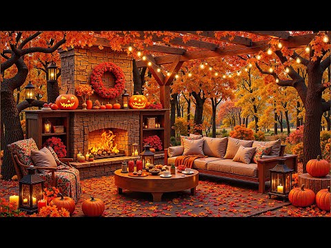 Relaxing Autumn Healing Vibes 🍁 Jazz Piano Smooth and Fireplace for Slow Sleep, Serenity and Stress