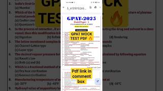 GPAT MOCK TEST PDF l GPAT PREPARATION 2025 l GPAT EXAM 2025 l GPAT PREPARATION l GPAT 2025 Strategy