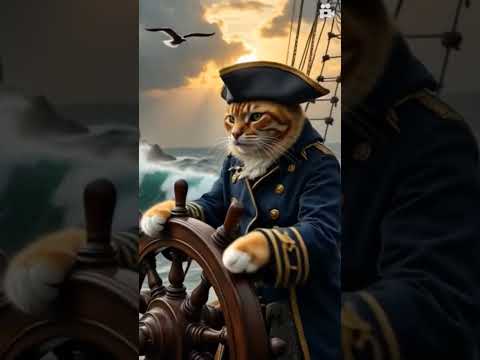 A cat is driving a Ship ❤️‍🔥 #trending #cat #aitechnology #futuretech #explore #techbrother #shorts