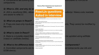 React.js Interview Preparation | Most Asked Questions & Answers in React #React #reactjsdevelopment
