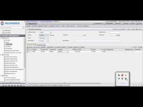 Acumatica : stock Adjusment