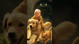 A Cat and a Dog Saved a Baby from a Giant Frog… But Did He Really Survive?  #catstory #frog #dog