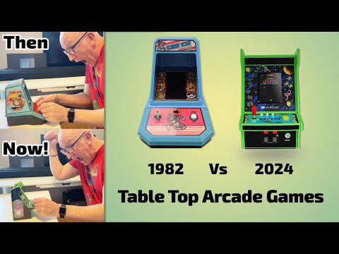 Table Top Arcade games compared 1982 vs 2024 - Donkey Kong & Galaga