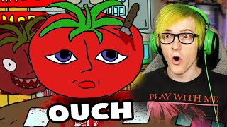 Mr Tomato's is VERY hungry for food but i gave him a knife instead..