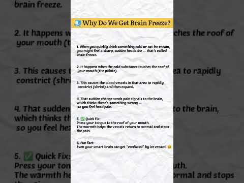 What Really Causes Brain Freeze? | 1-Minute Science. #didyouknow #hinditechreels #science