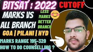 BITSAT 2022 Marks vs Branch 🔥 | Low score better branch 🤩 | Expected cutoff #bitsat #cutoff #results