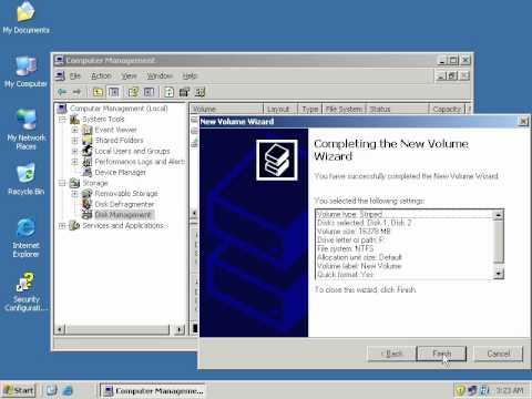 how to Striped configution in windowsw 2003 server.avi