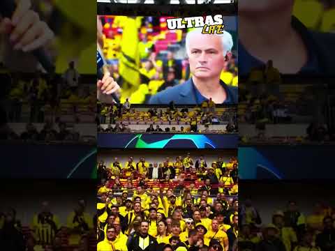 Dortmund fans reacted to Jürgen Klopp vs Mourinho on the big screen at Wembley 😂