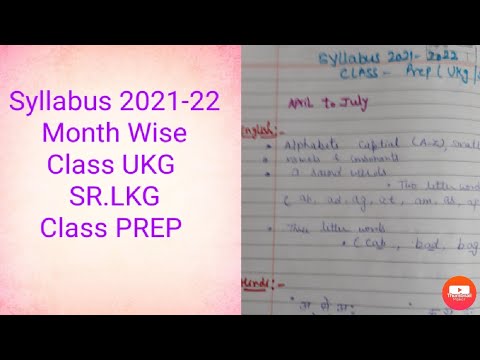 Syllabus 2021-2022/Class Ukg/SR.LKG/Class Prep/Month wise Syllabus