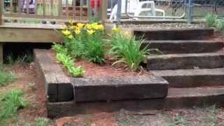How to build steps out of railroad tie completed
