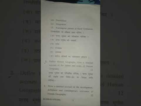 B.A 4th sem human geography question paper# cblu