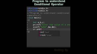 c programming || Ex-1 || #cprogramming #programming #clanguage #conditionaloperator #shorts