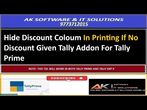 Hide Discount Coloum In Printing If No Discount Given Tally Addon