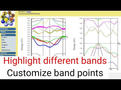 WT06: How to produce band structure using WIEN2k | Highlight different bands | Customize band points