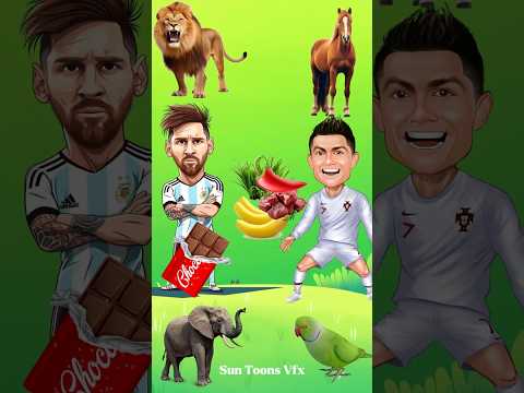Animals Eating Food 🐯🍔 ft. Messi & Ronaldo 🦁 VFX Fun, Tool Tricks #shorts