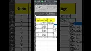 Age calculate in excel #shorts #excel