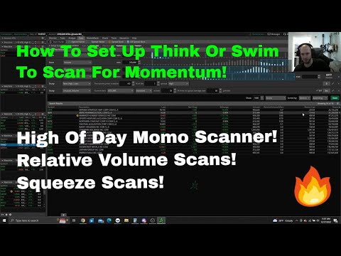 How to setup Think Or swim To Scan Momentum Day Trades. High Of day, Relative Volume, Squeeze.
