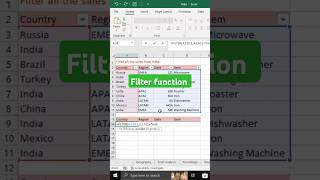 How to apply filter function in Excel