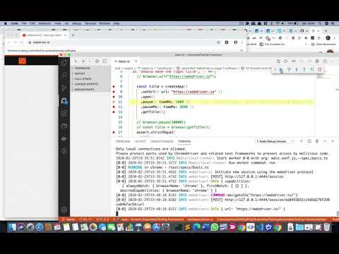 Debugging Webdriver IO Test Using VS Code (Screencast only. No Audio)