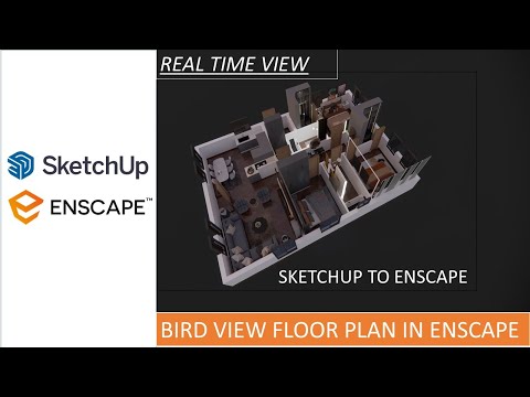 SKETCH UP TO ENSCAPE BIRD VIEW FLOOR PLAN |REALTIME RENDERING