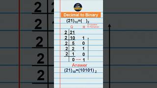 How to Find Decimal to Binary Number-21 #decimaltobinary  - CodeCompiler19 #numberconversion
