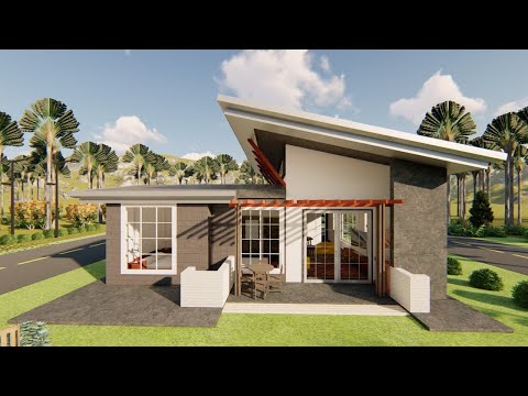 The Skillion 3 Bedroom Bungalow House Plan - A Modern Affordable Three Bedroom Home