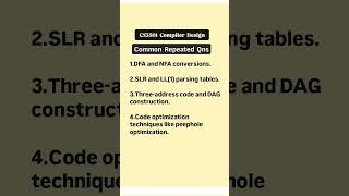 CS3501 Compiler Design Common Repeated Questions | Anna University Examination