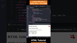 HTML Tutorial - Lesson 49: HTML Tables Sizes - HTML Table Row Width Part 3 #shorts #html #css #php