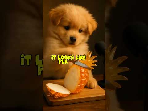ASMR :Cute little puppy chops fruits|Her NAME is ROSE 🌹,But BRAIN is LOOSE 😵 #funnycute